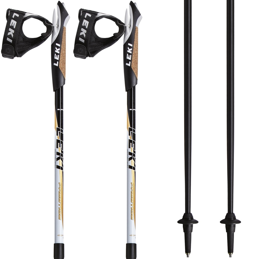 Leki Prestige Adjustable Nordic Walking Poles, Black/White